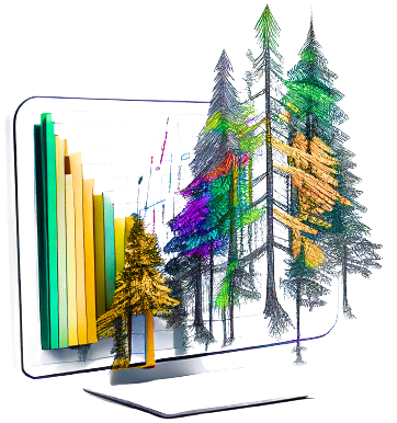 pine trees on desktop monitor
